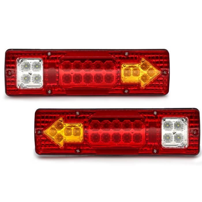 2 Feux Arrière LED Remorque - 12-24V - Étanches IP67 - Rouge - Pour Remorque, Camping-car, Van - 7