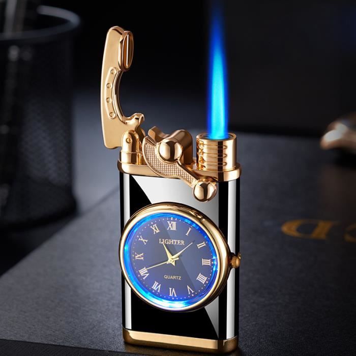 Briquet torche coupe-vent en métal pour hommes, briquet à gaz butane