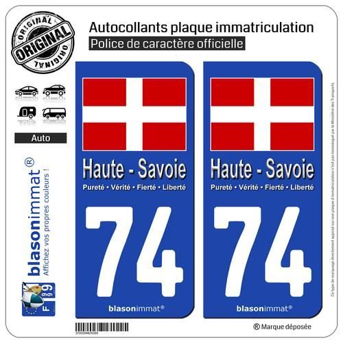 2 Autocollants plaque immatriculation Auto 74 Haute-Savoie - Drapeau -  Cdiscount Auto