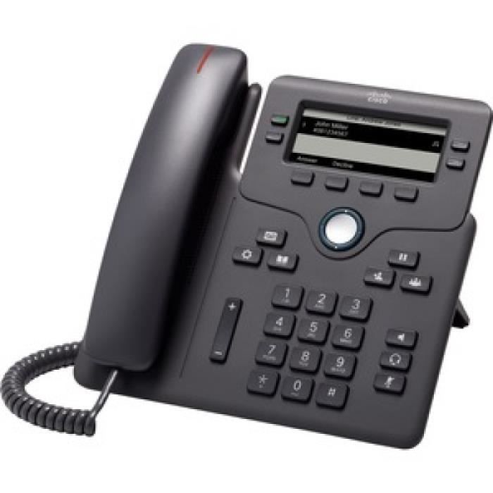 Téléphone VoIP CISCO 6851 - Mains libres - Écran LCD - monochrome - Charbon