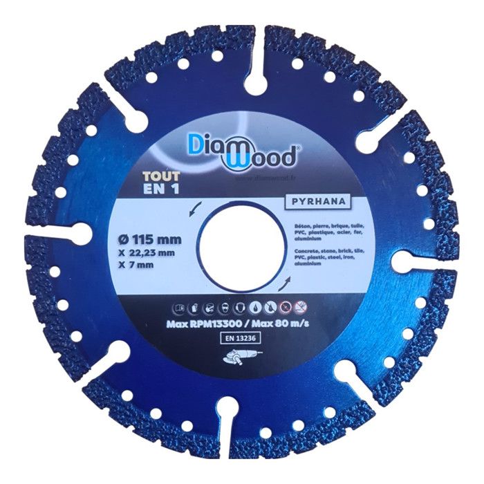 Disque Diamond Disque diamant multiusage - PYRHANA - Diamwood - 115 mm - Alésage 22,23 ...