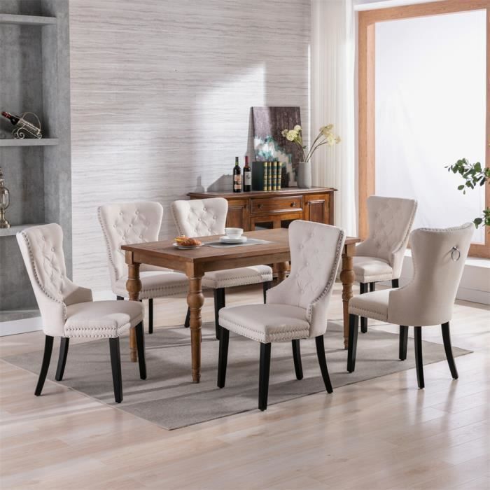 Lot de 6 chaises pieds en bois clair siège de salon cuisine salle