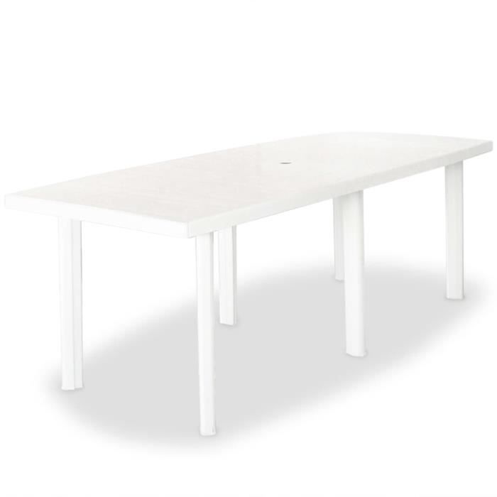 Drfeify Table de jardin Blanc 210 x 96 x 72 cm Plastique 10676