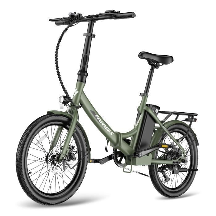 Vélo électrique FAFREES F20-LIGHT 250W Vélo Pliant 25 km/h 36V 14,5Ah 7 Vitesses Vert avec Cadeau Pompe