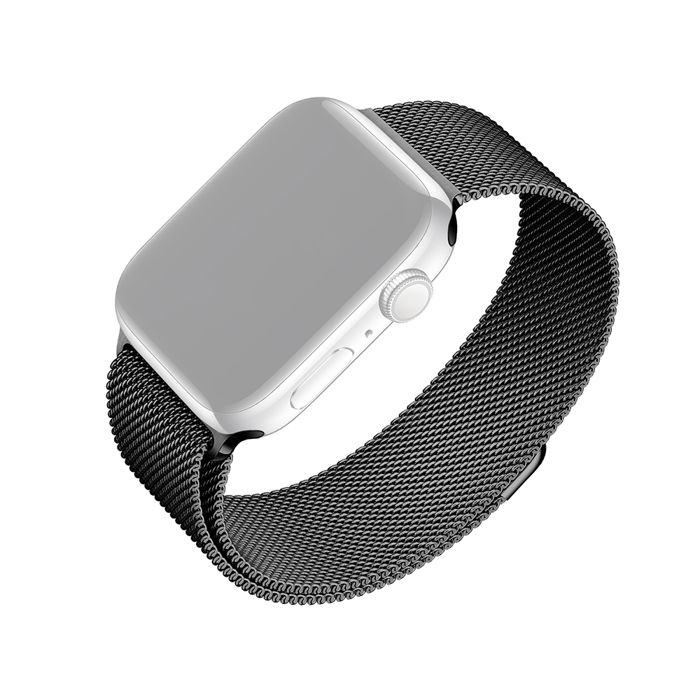 Bracelet en acier inoxydable FIXED Mesh compatible avec Apple Watch 42-44 mm noir