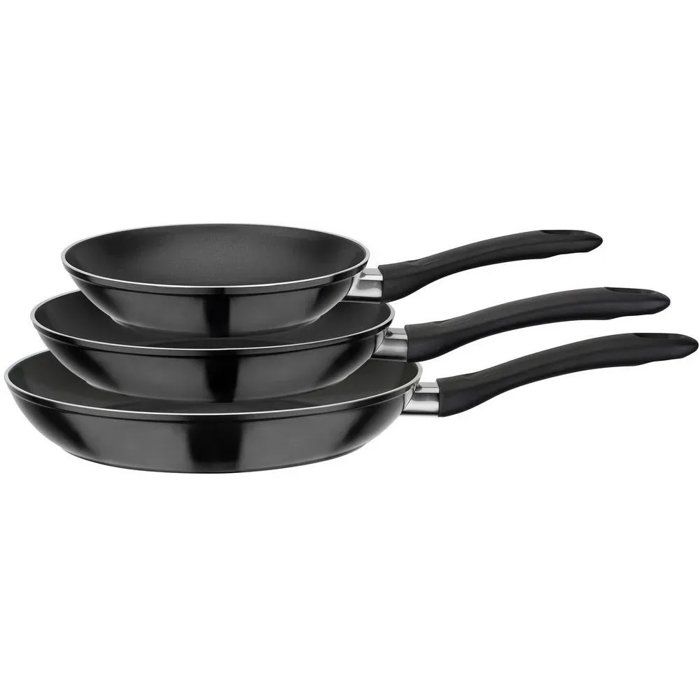 Set de poêles - GSW - NOVA NOIR - 3 pièces - 20/24/28 cm - Aluminium forgé - Revêtement VITAFLON - Induction