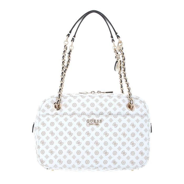 GUESS Abey Top Zip Shoulder Bag White Logo [218097] sac à épaule