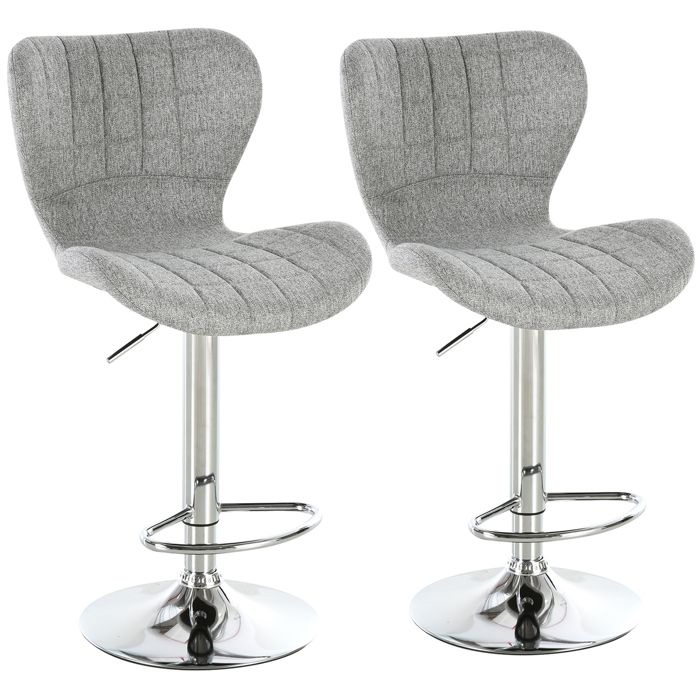 Tabourets de bar - HOMCOM - lot de 2 design contemporain hauteur réglable 59-81 cm pivotant 360° - lin - gris