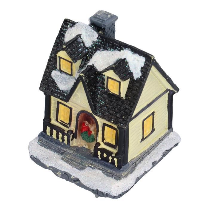 HURRISE Village de Noël en résine Village de Noël Lumière LED Maison
