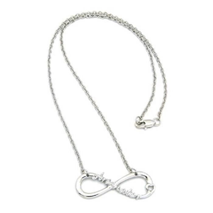 LCC® Collier femme/homme infini/infinity grave Argent fans