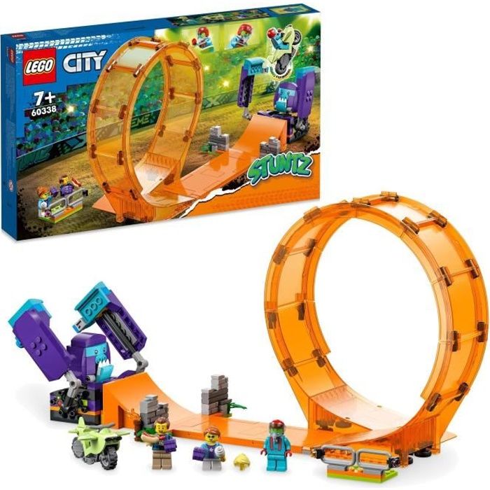 lego 60338 city stuntz le looping du chimpanzé cogneur, figurines de cascadeur stuntz, jouet moto de cascade, enfants dès 7 ans