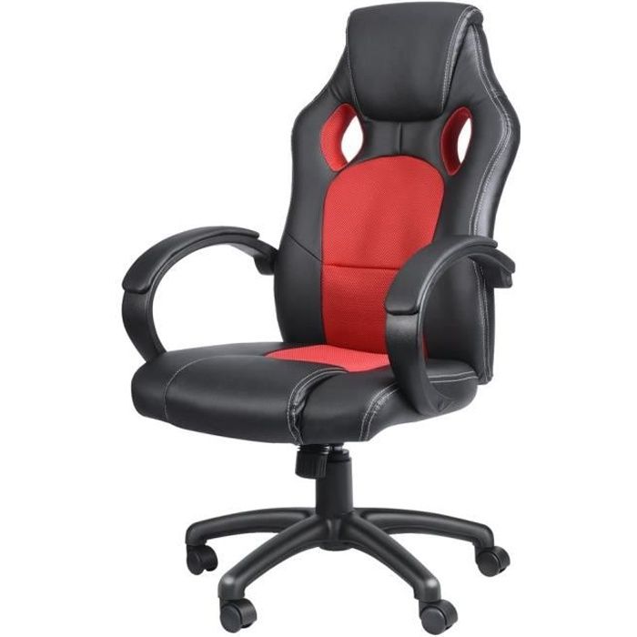 Chaise de bureau, fauteuil de jeu Noir / Rouge Rembourrage Épais