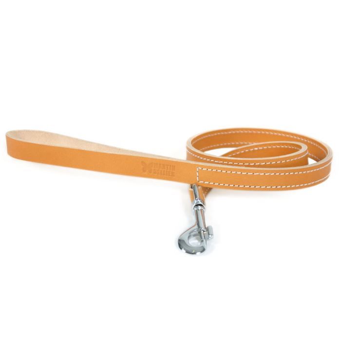 Laisse pour chien - MARTIN SELLIER - Cuir naturel double - 100cm x 20mm - Beige - Cuir