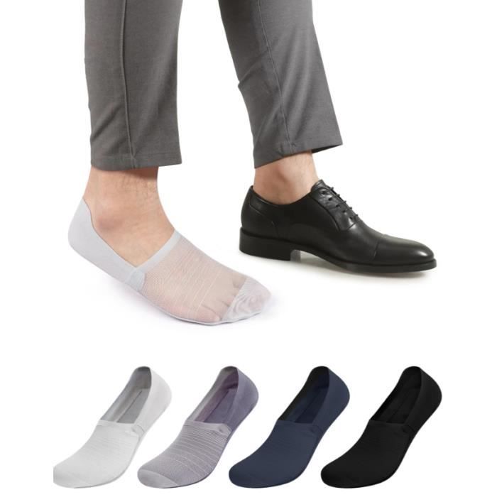 4 Paires Chaussette Basse Homme Invisibles en Soie Glace, Mesh