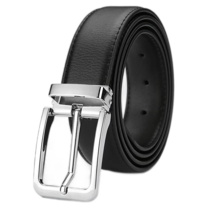 Bracelet Cuir Noir Homme Femme - Plaque Acier Réglable - Style Mixte Fantaisie