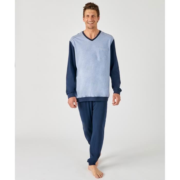Ensemble pyjama manches longues short en pur coton peign