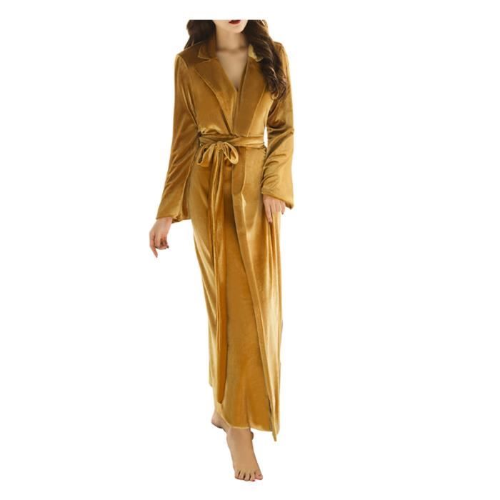 Robe De Chambre Avec Ceinture En Velours Pyjamas Mariee Peignoir
