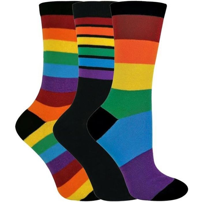 Femme Homme Chaussettes Antidérapantes de Sport en Coton Rainbow Socks 