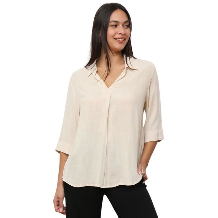 Blouse unie asymétrique - Beige