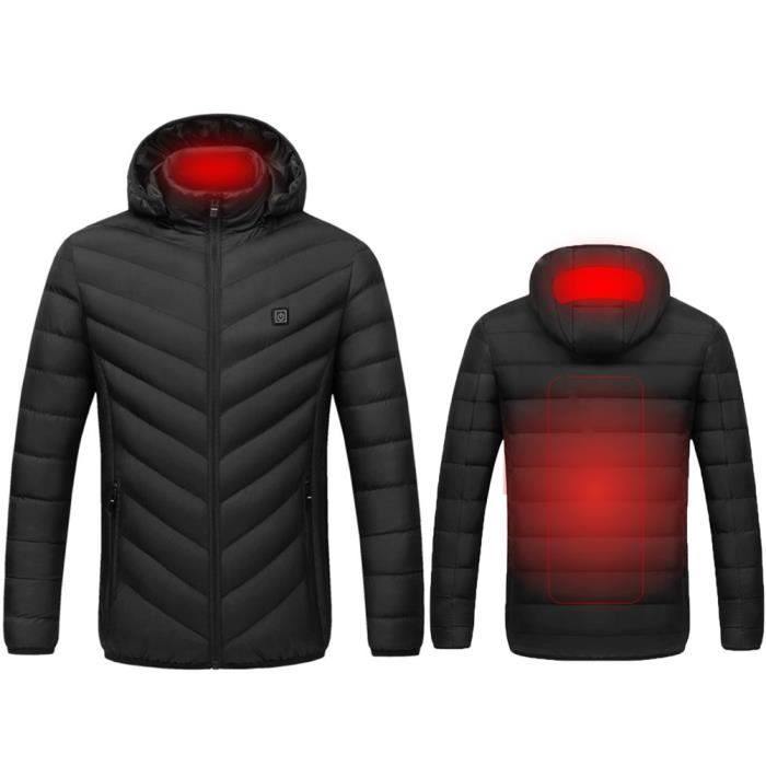 Veste Chauffante à Capuche, 3 Niveaux de Chauffage,Interface USB-pour  Hommes Femmes-batterie non incluse NOIR - Cdiscount Prêt-à-Porter