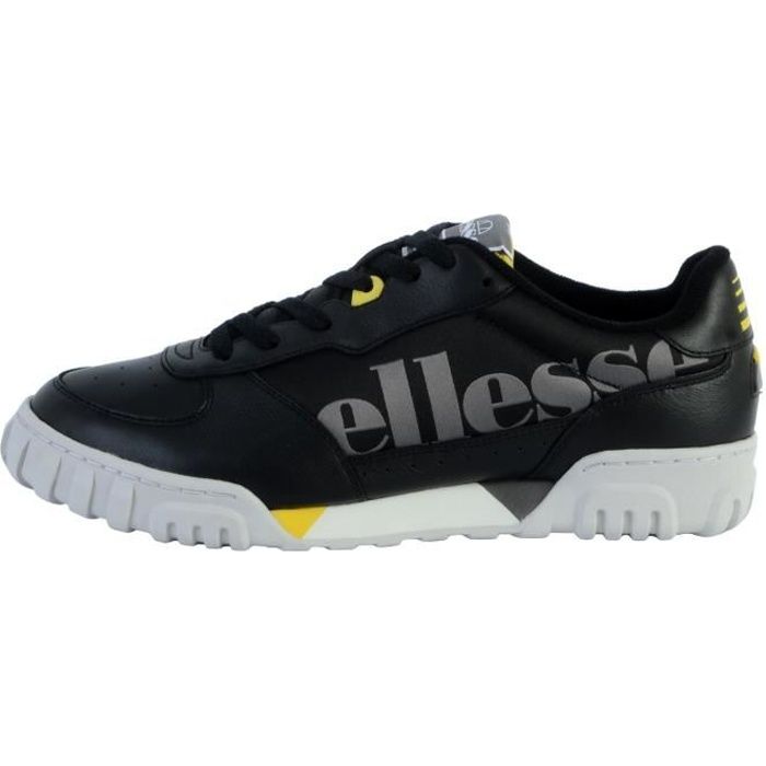 Basket Ellesse Tanker - Homme - Noir Gris Jaune - Cuir - Lacets - Confort exceptionnel