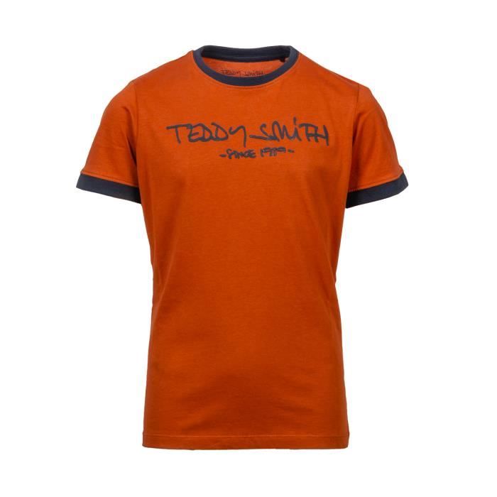 T shirt Teddy Smith Junior en coton orange rouille pour garcon Orange rouille Cdiscount Pret a Porter