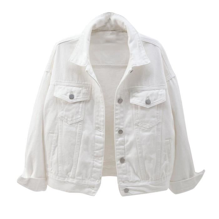 Femme Vintage Veste en jean L g re et D contract e Revers Color