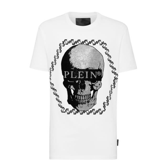 TShirt strass t te de mort Philipp plein Homme Blanc