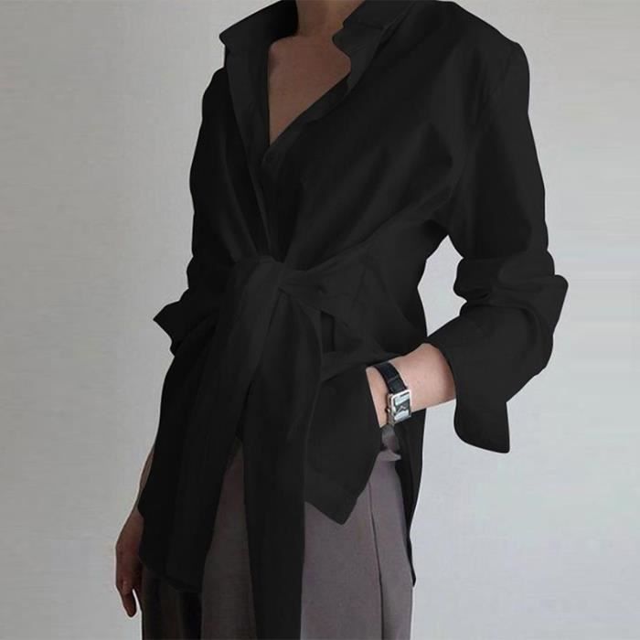 Chemisier Femme Chemise Longue Femme Haut À Manches Longues Femme Été Boutonné Chemise Femme Chemisier As Show 1 XS
