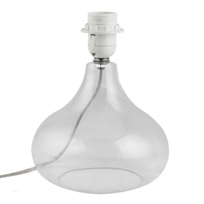 pied de lampe a poser en verre pour culot e27 hauteur 22cm alvarado transparent transparent achat vente pied de lampe a poser en cdiscount