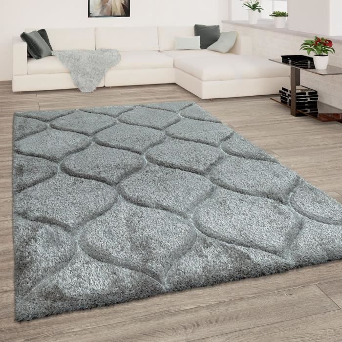 tapis de salon gris anthracite poils longs doux shaggy moelleux motif vagues 80x150 cm achat vente tapis cdiscount