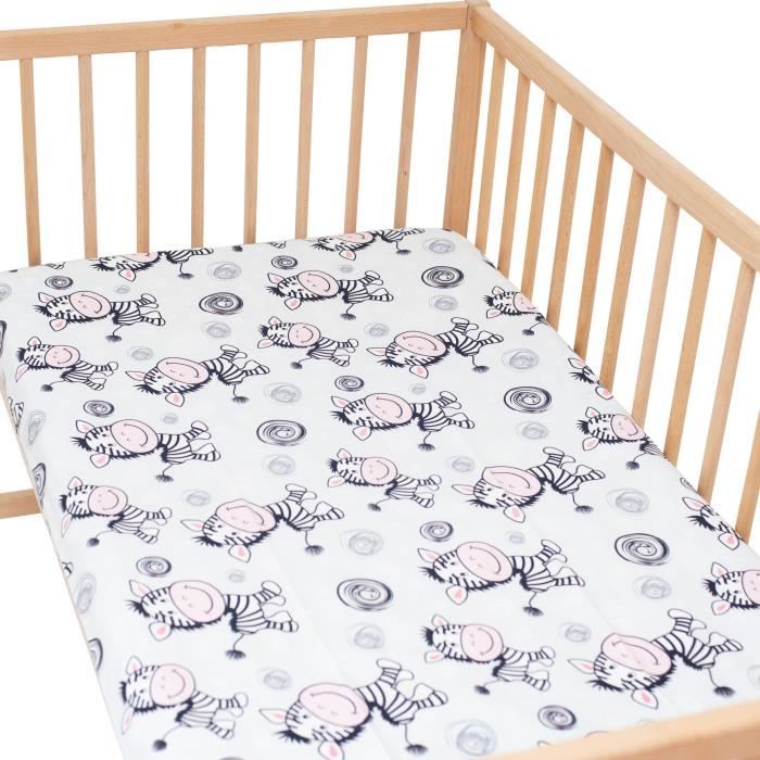 Zèbre Lot de 2 draps housse Pati'Chou pour lit bébé 60x120 cm