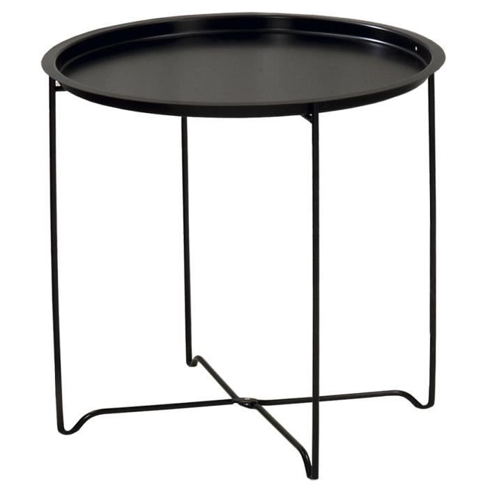 Table Ronde En Metal Noir H45 X L45 X P51 Cm Achat Vente