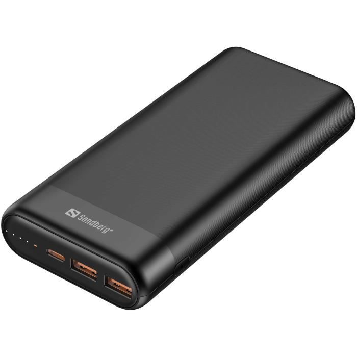 Powerbank - SANDBERG - 420-62 - Lithium-ion - USB-A QC 3.0 USB-C PD 65 W - Noir