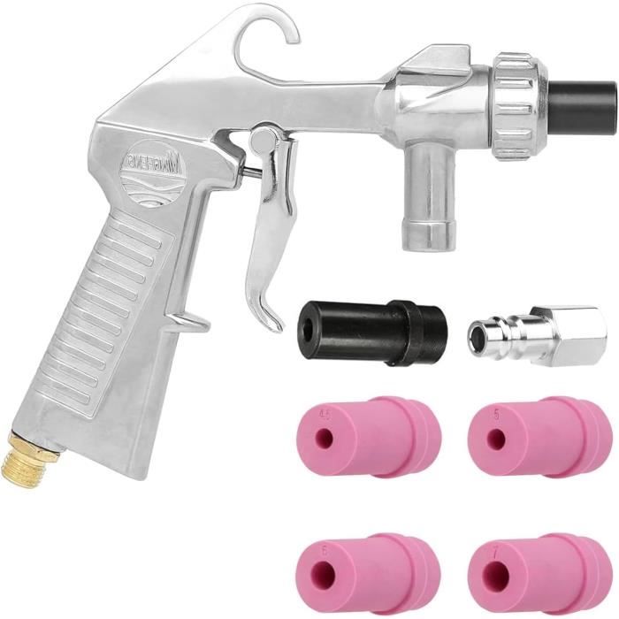 Pistolet De Sablage Air Comprimé - Kit Avec Buses Céramique Et Fer - 1m Tuyau