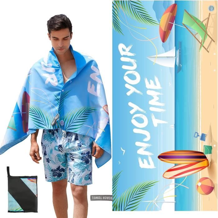 Nova Blue Serviette De Plage Motif Thon (86,4 X 160 Cm) – Serviette De Plage à Rayures Bleues En Coton 100% Coton – Serviette De Piscine à Séchage Rapide Avec Motif Tropical