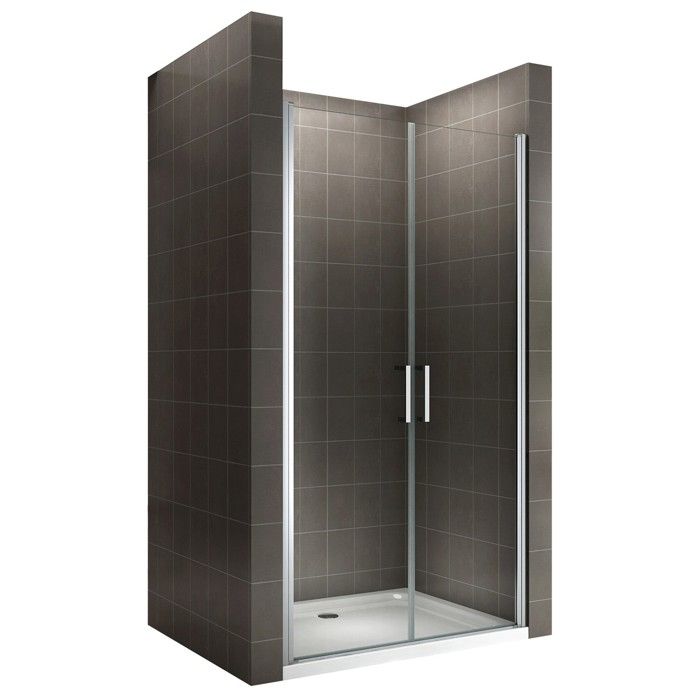 Easy Kit Porte de douche pliante en PVC pour niche hauteur 185 cm blanc largeur 100 cm ouverture laterale