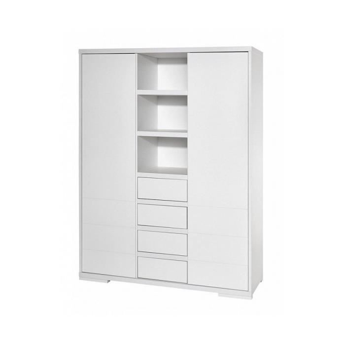 armoire bébé - schardt - maxx white - 2 portes - 4 tiroirs - bois laqué blanc