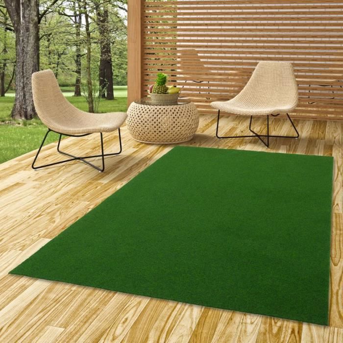 Kingston - tapis type gazon artificiel – pour jardin, terrasse, balcon - vert - 200x200 cm