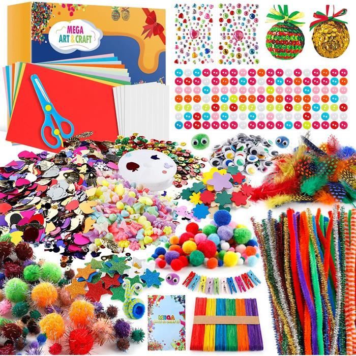 Kit Bricolage Enfant UCAMP 3000+ Pièces - Pompons, Cure-Pipes, Yeux, Papier, Boîte De Rangement