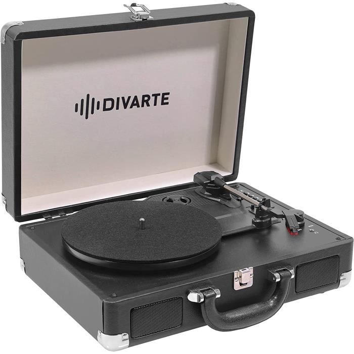 Platine Vinyle Bluetooth VOKSUN - 3 Vitesses (33/45/78) - Haut-parleurs Stéréo Intégrés - Radio FM/AUX/RCA