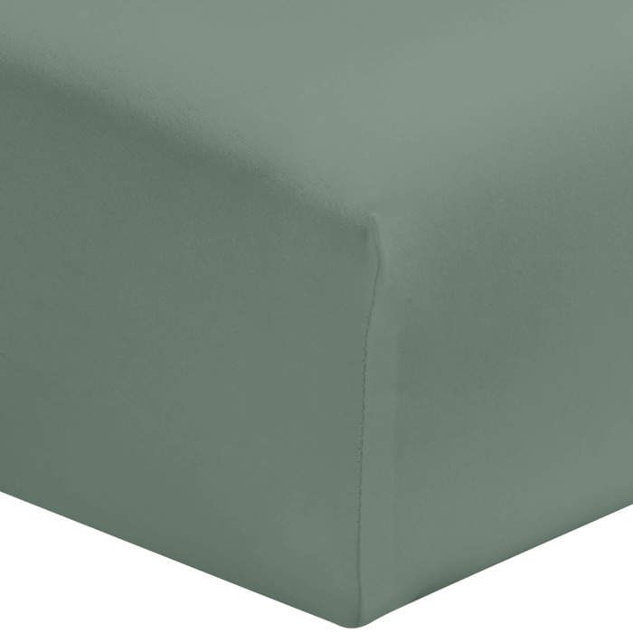 Drap housse vert de gris 100% coton bonnet 40 cm 160x200 cm - Vert - Fabriqué en France - Terre de Nuit Drap housse vert de gris 100% coton bonnet 40 cm 160x200 cm - Vert - Fabriqué en France - Terre de Nuit