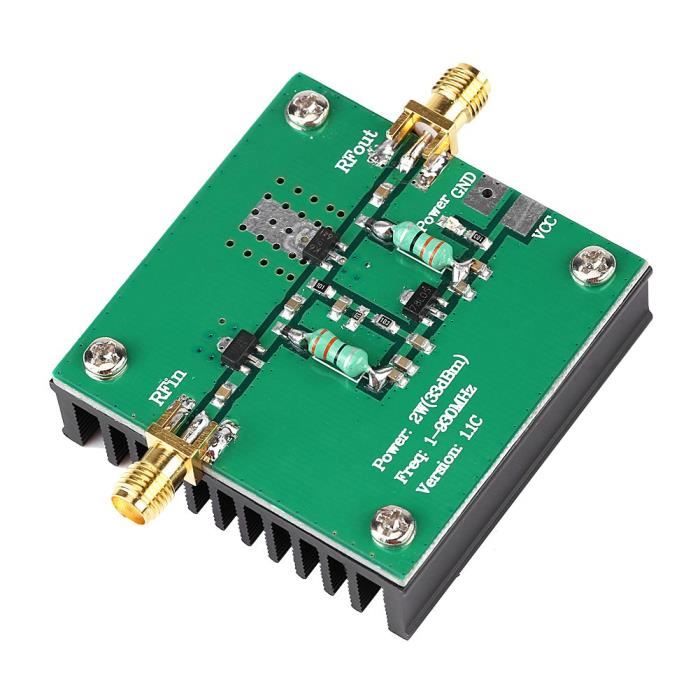 Module Amplificateur RF Large Bande 0.1-3000 MHz - Gain 32 DB - Faible Bruit (LNA) - Alimentation 9-12V - Connecteurs SMA - Pour Récepteurs Radio
