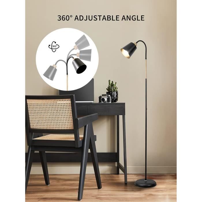 Lampadaire Sur Pied Amdelne 159cm - Abat-Jour Orientable 360° - Design Industriel Rétro Pour Salon/Chambre - E27 Max 60W