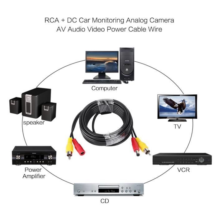 Câble Vidéo BNC + Alimentation DC 30 M MASO - Pour Caméra Surveillance Et DVR, Pré-câblé, étanche - 9