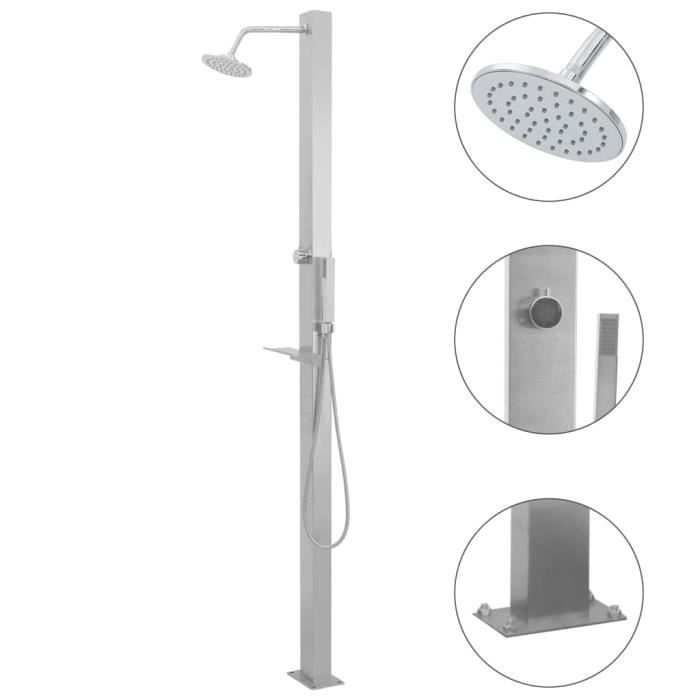 vidaXL Douche dextérieur Acier inoxydable Droit