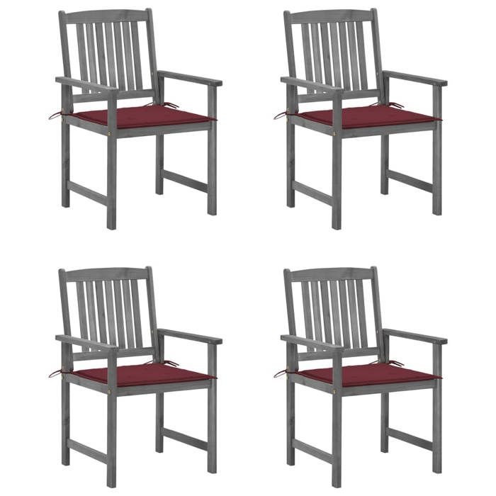 vidaXL Chaises avec coussins Acacia - vue 2