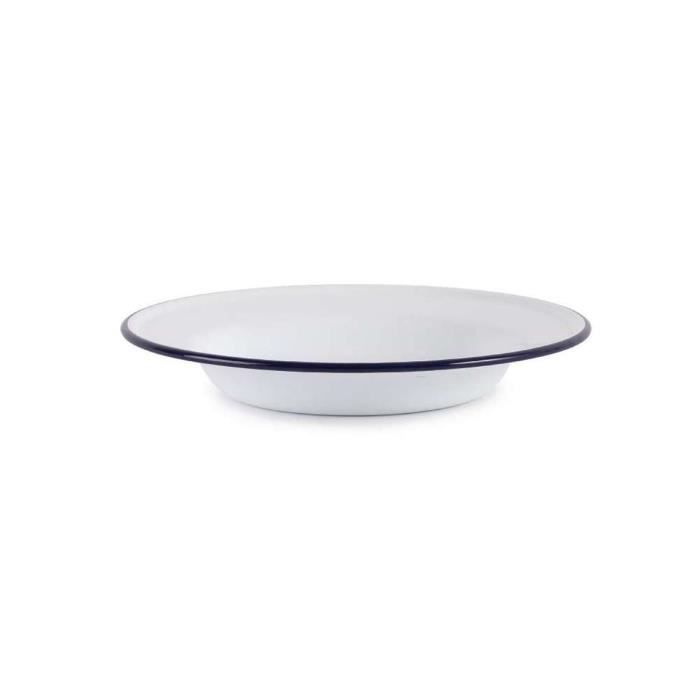 6 Assiettes Creuses En Acier Émaillé Olympia - Style Rétro Bleu Et Blanc | Four Et Lave-Vaisselle Safe