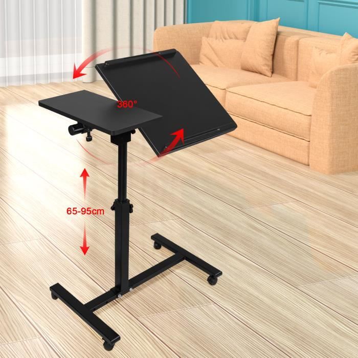 Table dappoint XJING - Réglable pour ordinateur portable - Acier et bois - 61cm *44cm *65-95 cm