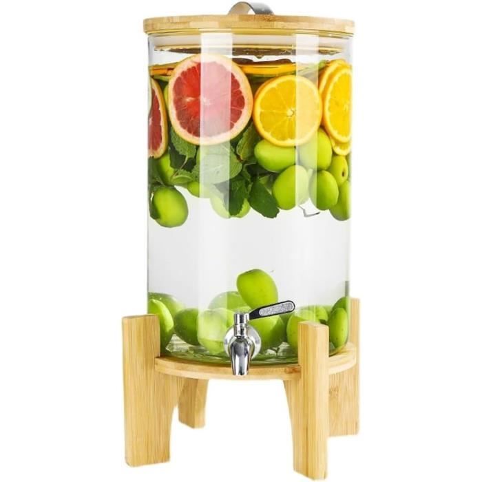 Dispenser Boisson 10l Robinet Support Bois Fête Pique-nique Distributeur Boisson Verre Avec Robinet En Verre Avec Robinet Inox - 3 à 7L (support Bois) Distributeur Boisson En Verre Distributeur De Boissons